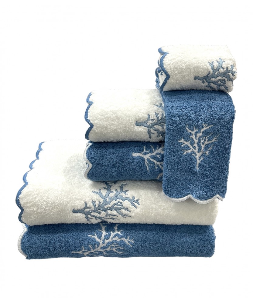 Juego de baño Árbol Azul Petróleo: 100% Algodón 550g | Laura Home
