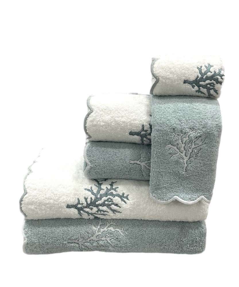 Juego de baño Árbol Verde Água: 100% Algodón 550g | Laura Home