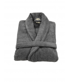 Albornoz Rizo Liso Gris Oscuro 100% Algodón 650g | Laura Home