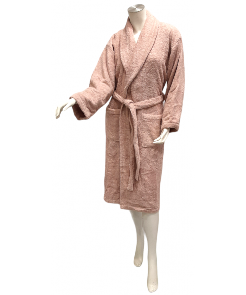Albornoz Riso Liso Rosa Seco 100% Algodón 650g | Laura Home