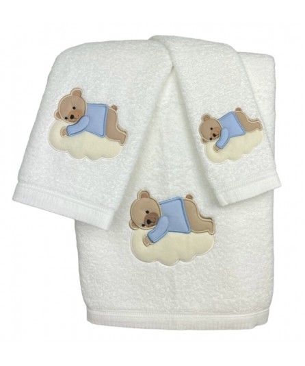 Jogo de banho urso nuvem branco 100% algodão | Laura Home