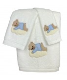 Jogo de banho urso nuvem branco 100% algodão | Laura Home