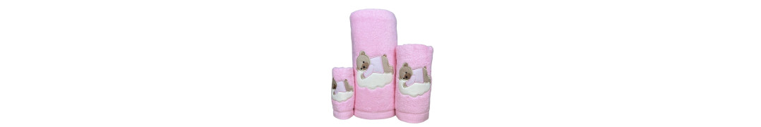 Juego de Baño Oso Nube Rosa 100% Algodón | Laura Home