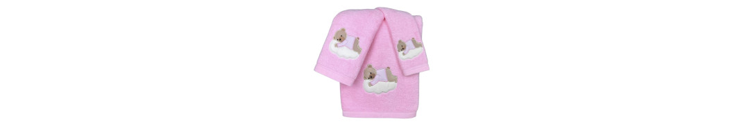 Juego de Baño Oso Nube Rosa 100% Algodón | Laura Home