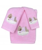Juego de Baño Oso Nube Rosa 100% Algodón | Laura Home