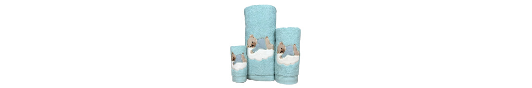 Juego de Baño Oso Nube Verde Agua 100% Algodón | Laura Home