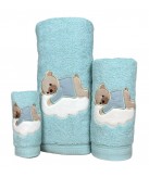 Juego de Baño Oso Nube Verde Agua 100% Algodón | Laura Home