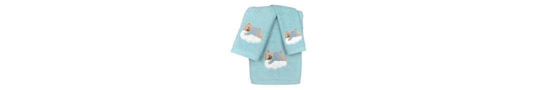 Juego de Baño Oso Nube Verde Agua 100% Algodón | Laura Home