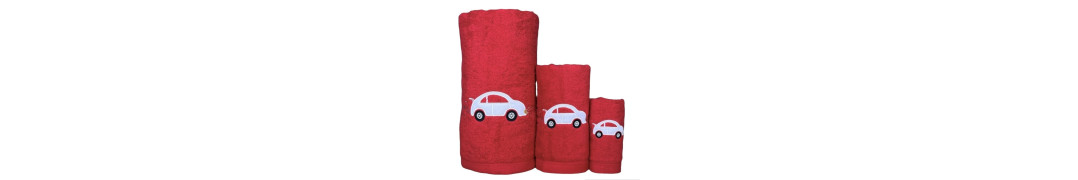 Juego de Baño Coche Rojo 100% Algodón | Laura Home