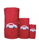 Juego de Baño Coche Rojo 100% Algodón | Laura Home