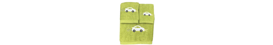 Juego de Baño Coche Verde 100% Algodón | Laura Home
