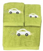Juego de Baño Coche Verde 100% Algodón | Laura Home