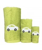 Juego de Baño Coche Verde 100% Algodón | Laura Home