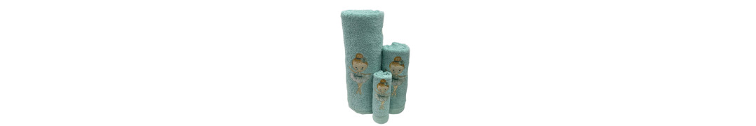 Juego de Baño Bailarina Verde Água 100% Algodón | Laura Home