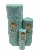 Juego de Baño Bailarina Verde Água 100% Algodón | Laura Home