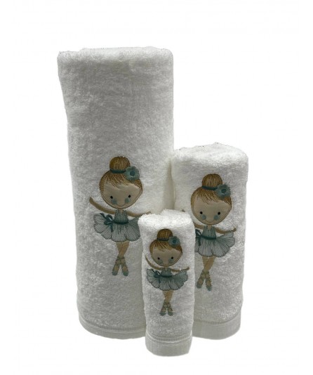 Juego de Baño Bailarina Blanco 100% Algodón | Laura Home
