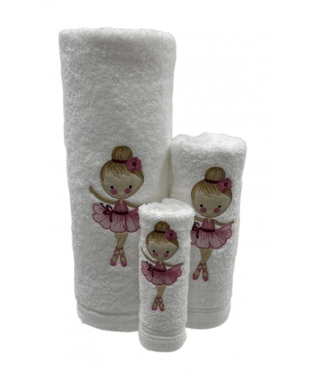 Juego de Baño Bailarina Blanco 100% Algodón | Laura Home