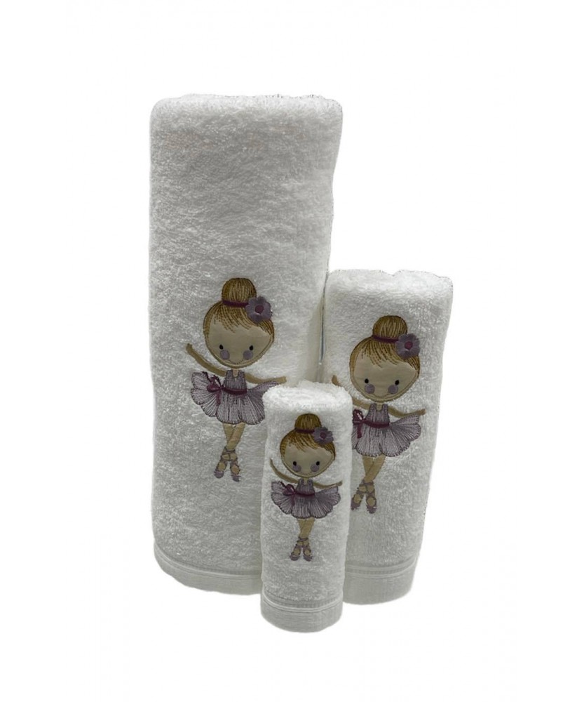 Juego de Baño Bailarina Blanco 100% Algodón | Laura Home