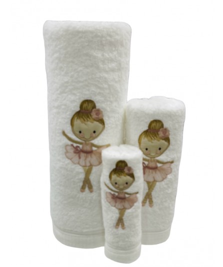 Juego de Baño Bailarina Blanco 100% Algodón | Laura Home