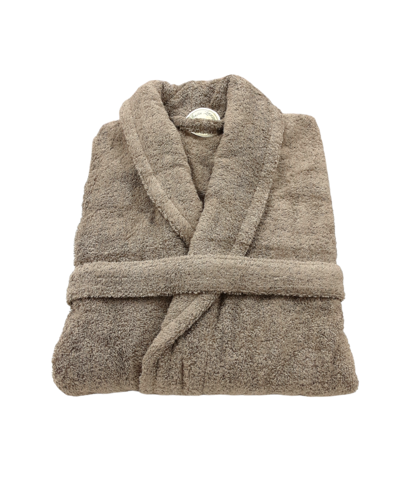 Albornoz Riso Liso Taupe 100% Algodón 650g | Laura Home
