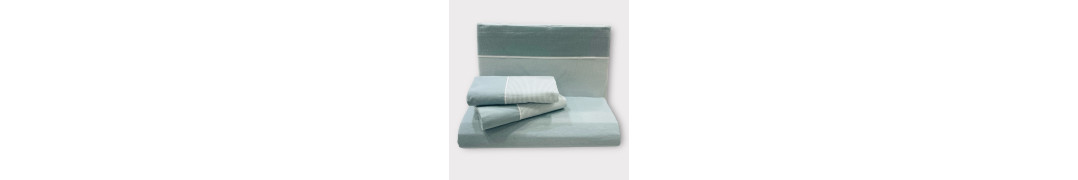 Juego de Cama Flanela Rayas Verde Água