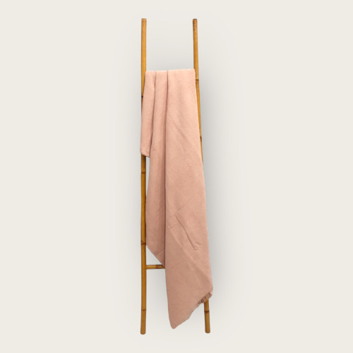 Manta Chenille Rosa em Algodão com Franjas | Laura Home