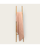 Manta de chenilla rosa de algodón con flecos | Laura Home