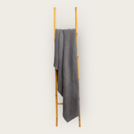 Manta Chenille Cinzento Escuro em Algodão com Franjas | Laura Home