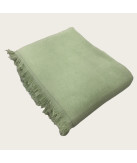 Manta Chenille Verde Claro em Algodão com Franjas | Laura Home