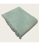 Manta Chenille Verde Agua em Algodão com Franjas | Laura Home