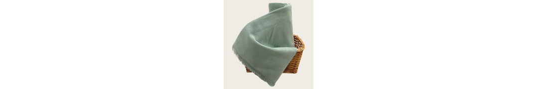 Manta Chenille Verde Agua em Algodão com Franjas | Laura Home