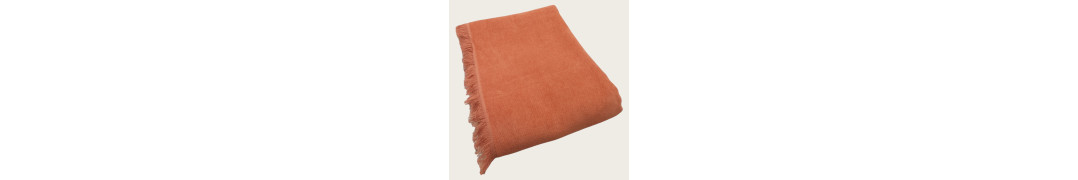 Manta Chenille Telha em Algodão com Franjas | Laura Home