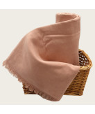 Manta de chenilla rosa de algodón con flecos | Laura Home