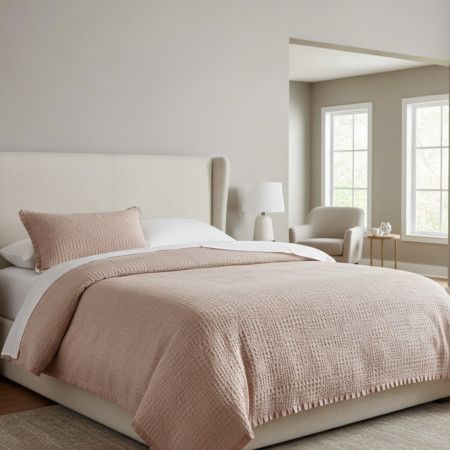 Edredón Tana Rosa 100% Algodón Textura Waffle | Laura Home