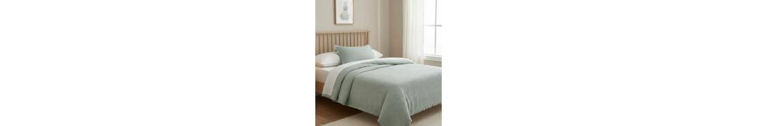 Edredón Tana Verde Agua 100% Algodón Textura Waffle | Laura Home