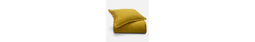 Edredão Tana Amarelo 100% Algodão Textura Waffle | Laura Home