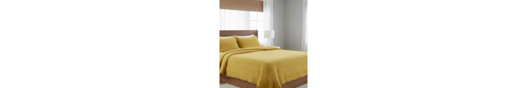 Edredão Tana Amarelo 100% Algodão Textura Waffle | Laura Home