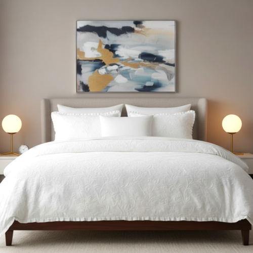 Edredão Damasco Branco 100% Algodão Textura Floral| Laura Home