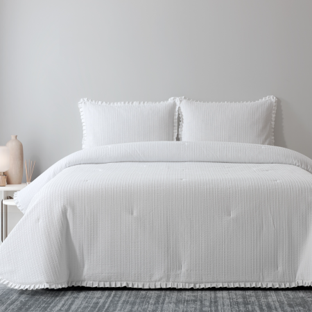 Edredão Galiza Branco 100% Algodão com Textura Elegante | Laura Home
