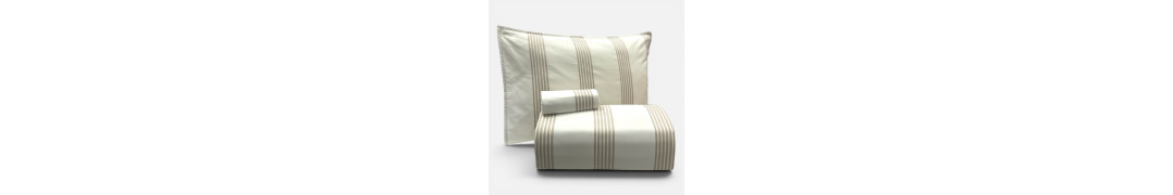 Capa de Edredão Riscas Taupe 100% Algodão | Laura Home
