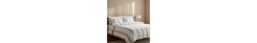 Capa de Edredão Riscas Azuis 100% Algodão | Laura Home