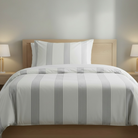 Capa de Edredão Riscas Cinzentas 100% Algodão | Laura Home