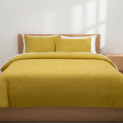 Capa de Edredão  Tana - Waffle Amarelo 100% Algodão | Laura Home