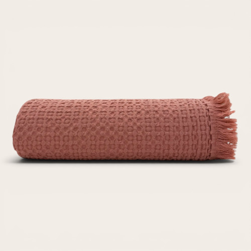 Manta Waffle Tana Terracota 100% algodón | Laura Home