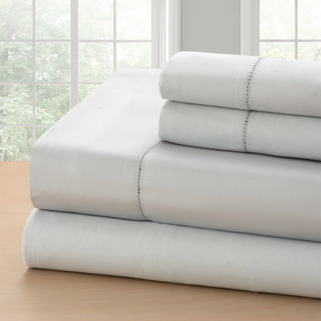 Jogo de cama Ponto Aberto Cinzento 100% algodão acetinado|Laura Home