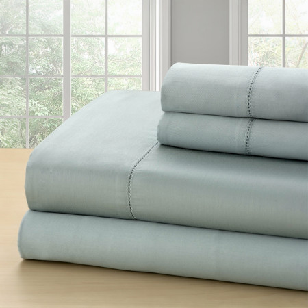 Jogo de cama Ponto Aberto Verde Água 100% algodão acetinado|Laura Home