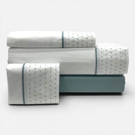 Jogo de Cama Boémia Verde Água Percal 300 Fios | Laura Home