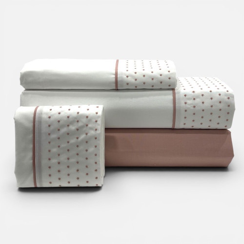 Juego de sábanas Boémia Rosa Percal 300 hilos | Laura Home