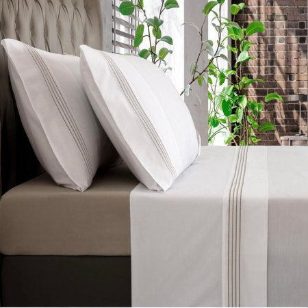 Jogo de Cama Percal 300 Fios Dune Taupe| Laura Home