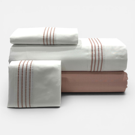 Jogo de Cama Percal 300 Fios Dune Rosa| Laura Home
